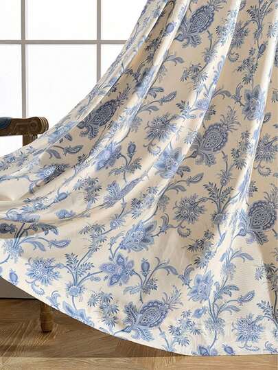 1 件复古花卉窗帘，中式优雅遮光窗帘，适用于客厅、卧室、书房，定制中国风