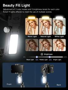 TOKQI Anti Shake Auto Facial Tracking Gimbal Stabilizer Tripod,Extendable Bluetooth Selfie Stick, 360° Rotation Phone Holder With Microphone For Smartphone Mobile Video Shooting,Travel Vlog,Family Gathering,Party Recording,Compatible With Android IOS - Multicolor - View 6