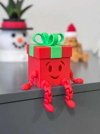 1 st rörlig ledbar julklappsförvaringslåda dekorationslåda heminredning 3D-utskrift administrativt skrivbordsprydnad julklapp