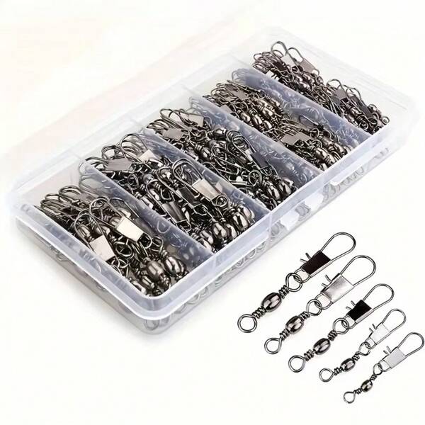50/100pcs Durable Fishing Connectors Fishing Snap Swivels Stainless Steel For Freshwater & Saltwater Fishing Ideal