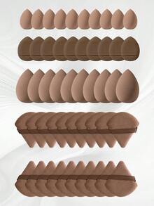 50pcs Makeup Sponge Set | 20 Beauty Eggs + 20 Triangle Makeup Puffs + 10 Five-Finger Powder Puffs | For Foundation, Concealer & Loose Powder | Professional Face Makeup Tools - Coffee Brown - View 1