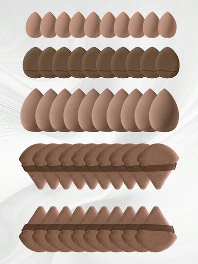 50pcs Makeup Sponge Set | 20 Beauty Eggs + 20 Triangle Makeup Puffs + 10 Five-Finger Powder Puffs | For Foundation, Concealer & Loose Powder | Professional Face Makeup Tools
