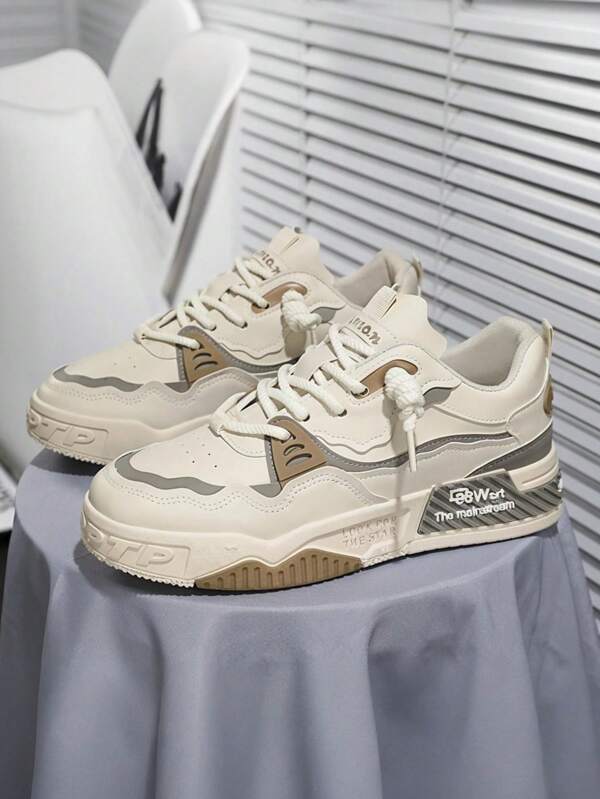 Men's Minimalist Low-Top Skateboard Shoes, Comfortable Non-Slip Casual Thick Sole Plus Size Sneakers 2000s Style Valentine's Day Ideas