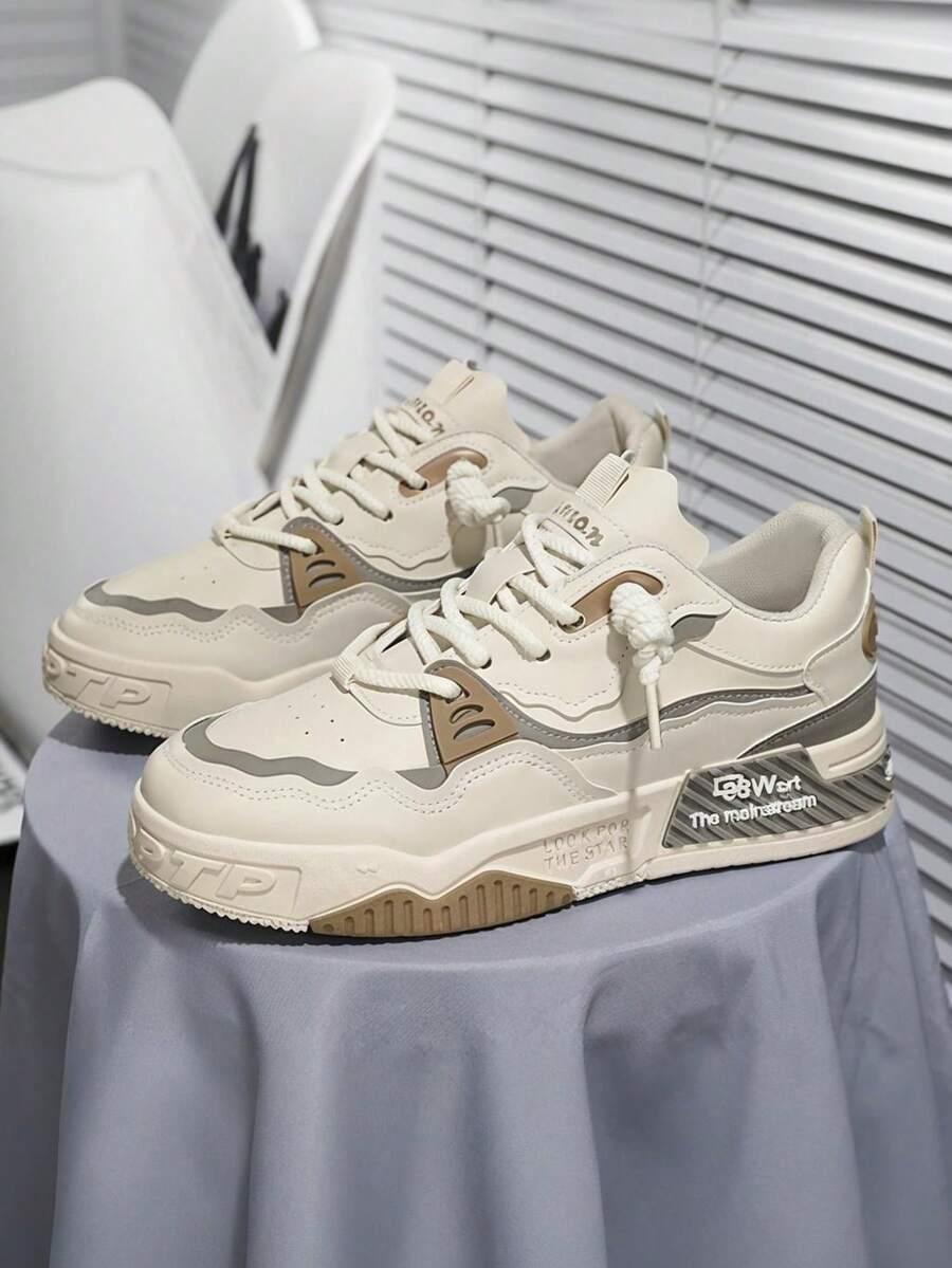 Men's Minimalist Low-Top Skateboard Shoes, Comfortable Non-Slip Casual Thick Sole Plus Size Sneakers 2000s Style Valentine's Day Ideas