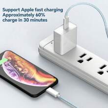 快速充电尼龙编织线快速充电和数据传输线，兼容 13/12/11 / Xr / 8/7/6 / 平板电脑/笔记本系列，兼容 14 Pro Max、14 Pro、14 Plus、13 Pro Max、13 Pro、13、12 Pro、12、11、XS、XR、8 Plus、8、7、6、5、SE，兼容 iPad Lightning 充电器 MFi 认证