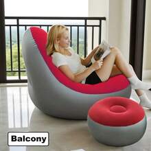 Inflatable PVC Sofa, Portable Inflatable Sofa Chair, Inflatable Sofa Set With Footstool, Super Lounge For Leisure Chairs, Suitable For Living Room, Bedroom, Camping, Picnic, Travel, Music Festival Or Home Inflatable Lazy Sofa, Indoor, Living Room, Bedroom, Courtyard Inflatable Leisure Chairs