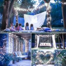 100/200 LED Solar Powered Firecracker String Lights - 8 Color Modes, Firecracker Willow Flower Lights, Suitable For Yard, Garden, Path, Party, Camping, Picnic, Christmas Outdoor Lighting | Colorful Firework Design | Solar Powered Lights, Firework Decor - Solar - View 10