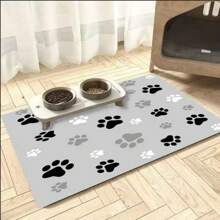 1pc Paw Print Design Pet Food Mat, High Absorbency Quick Dry Cat Dog Feeding Pad, Easy Clean Pet Bowl Mat, Dog Cage Mat, Cat Cage Mat, Pet Cage Pad, Suitable For All Seasons - Multicolor - View 9