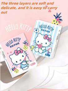 Sanrio Souvenir 1 Pack Sanrio Hello Kitty Printed Tissue | Natural Wood Pulp | Toilet Paper, Toilet Paper Easy To Carry When You Go Out, 18 Packs Random Portable Skin-Friendly Cartoon Cute Handkerchief Paper, Dinner Paper White Paper Thickened Facial Tissue
