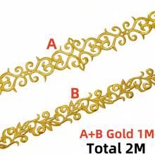 1M 7.6cm Hot Melt Adhesive Lace Trim Ribbon Crafts DIY Sewing Costumes Embroidery Golden Lace Ironing On Flower For Wedding Dresses Home Decor - Multicolor - View 15