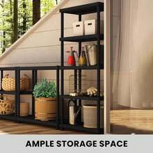 2 X 5 Tier Heavy Duty Plastic Shelving Unit Storage Racking Shelves For Garage Warehouse Shed Kitchen (2 Pack) - Black - View 8