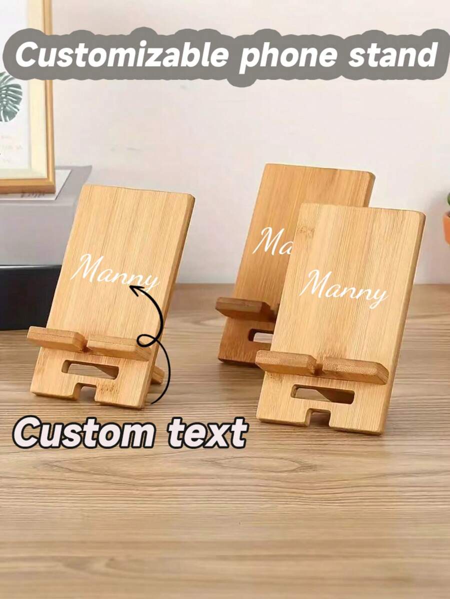 1pc Customizable Wooden Phone Stand, 1pc Adjustable Multi-Angle Desktop Holder, Compatible With Smartphones For Home And Office Use, Slouchy Wooden Phone Stand, Detachable Phone Stand For Live Streaming And Binge Watching, Minimalist Creative Solid Wood Stand - Multicolor - View 1