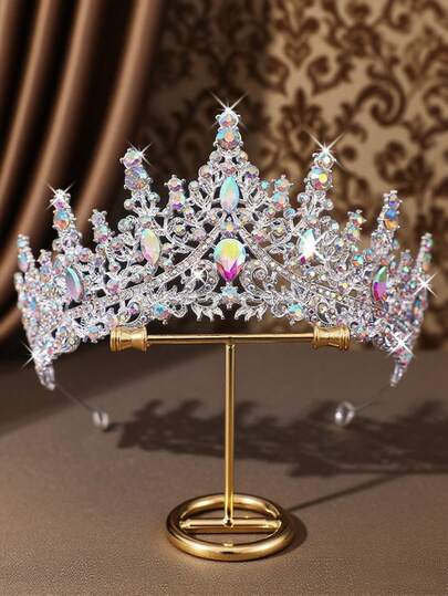新娘皇冠头饰，彩色水晶头饰，婚纱头饰，女士派对皇家头饰