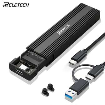 Reletech 1PC USB 3.1 Type-C 10Gbps External SSD Enclosure - Dual Protocol (NVMe/SATA) For MacBook/Windows