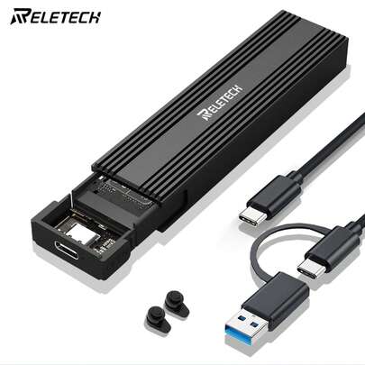 Reletech 1PC USB 3.1 Type-C 10Gbps External SSD Enclosure - Dual Protocol (NVMe/SATA) For MacBook/Windows