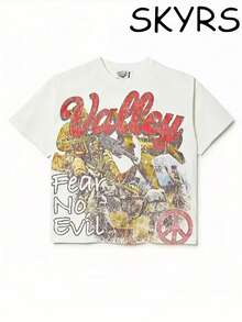 Impresión de doble cara (Camiseta de algodón puro 180) Estampado de estilo Y2K Impresión de patrones Cuello redondo de manga corta casual de algodón para hombre en verano - Blanco - Ver 1