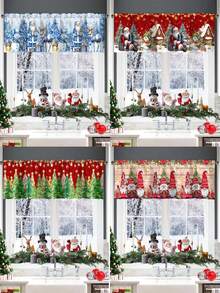 1 件雪人圣诞窗帘帷幔 45*140 厘米圣诞树一品红花朵麋鹿图案涤纶短窗帷幔圣诞家居装饰 2025 非常适合客厅卧室浴室厨房圣诞房间家居装饰冬季仙境主题节日圣诞节装饰带杆袋新年前夜快乐 2026 圣诞装饰 - 彩色 - 查看 4
