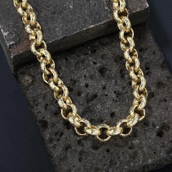 1 pieza Pulsera de moda para hombres de 12 mm con anillo de círculo vintage estilo punk, cadena de piel de serpiente y cierre OT, regalo de cumpleaños y festividades, apta para uso diario