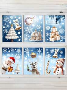 1/2/3sets Christmas Wall Stickers, Christmas Elements Santa Claus Snowman Glass Stickers Window Stickers, Home Holiday Decoration, Static Adsorption, Removable, No Electricity Required.Perfect And Christmas Gift For Couples, Parents And Friends. Christmas Decorations Christmas Decoration Christmas Decorations Home Home Decor Room Decor