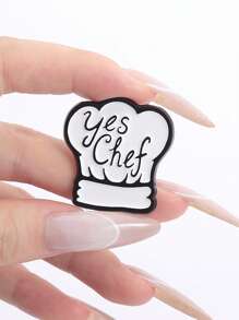 Yes Chef 珐琅别针白色简约卡通流行厨师帽胸针翻领背包徽章喜爱的珠宝礼物送给朋友和厨师 - 白色 - 查看 5