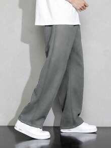 1pc Boys/Teens Casual Solid Color Loose Fit Waffle Knit Pants