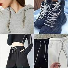 قطعتان من أربطة الأحذية الفاخرة المرصعة بالراين بطول 100 سم، أربطة أحذية/قبعات مرصعة بالراين مستديرة، عصرية ولامعة، أربطة أحذية رياضية مزينة بالكريستال