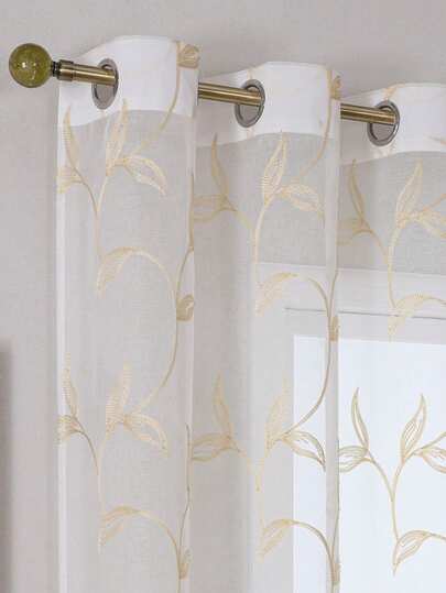 2 Stücke transparente Vorhänge, dekorative bestickte Faux-Leinen Vorhänge, geeignet für Küche, Wohnzimmer und Schlafzimmer Zuhause