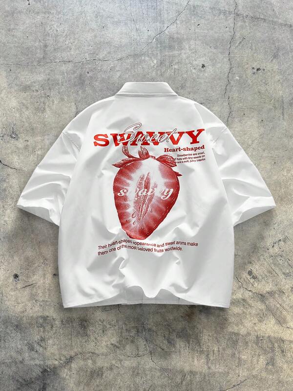 Camisa corta y holgada blanca de talla estándar para hombre