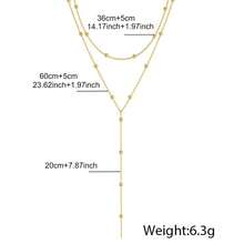 1pc Stainless Steel Double-Layer Necklace Long Pendant Necklace Jewelry Y-Shaped Chain With Round Ball Pendant Double Chain Necklace For Women Daily Wea