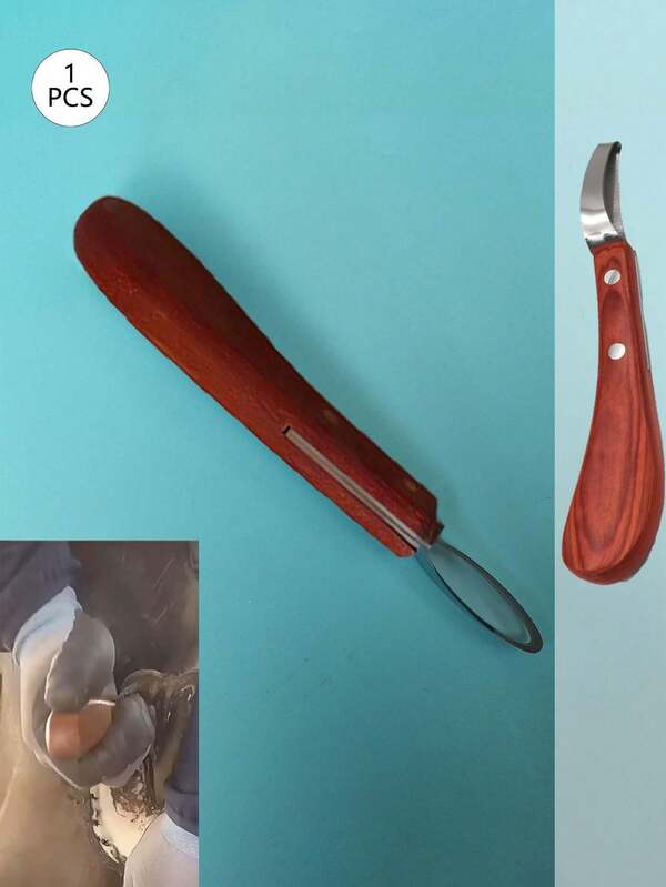 1 pieza Cuchillo práctico y conveniente para recortar cascos, Cuchillo curvo de herrero para cascos, Herramienta especializada para recortar cascos para caballos y ganado, Herramienta de cuidado de cascos fácil de usar