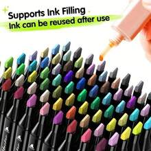 60 Colors Alcohol Marker Set | Double-Tip Hybrid Art Markers For Sketching, Coloring & Underlining | Professional Permanent Sketch Markers | Ideal Halloween & Christmas Gifts - 布袋款式-60色 - 查看 4
