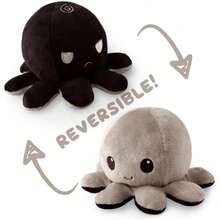 Original Reversible Octopus Pillow - Black + Orange - Adorable Sensory Fidget Animal To Show Your Mood - Perfect For Halloween! - 黑色+灰色 - 查看 3