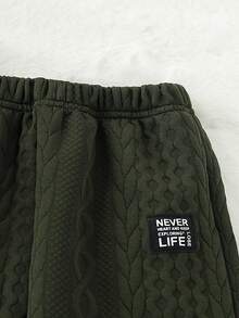 2pcs/Set Young Boy Casual Striped Jacquard Patch Zipper Hoodie And Pants Set, Suitable For Leisure, Sports, Daily Wear, Outdoor, School, Spring & Autumn