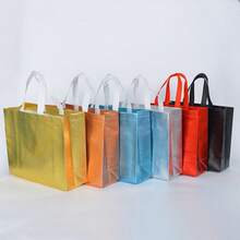 10 buah Tas Belanja Warna Emas yang Dapat Digunakan Kembali, Tas Kado Pernikahan Satin, Tas Kado Besar, Tas Kemasan Kado Non-Woven, Tas Kado Pesta Pernikahan dan Ulang Tahun (Pengiriman Gaya Acak) - Emas - View 6