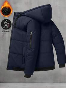 Men's Waterproof Down Jacket, Warm Thickened Fleece Quilted Coat, Multi-Pocket Design, Winter