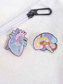 Set de 5 broches de esmalte con diseños de flor de órgano, que incluyen corazón, cerebro, pulmón, planta, mariposa, insignia de solapa, insignia de poder, accesorios médicos, regalo punk - Multicolor - Ver 7