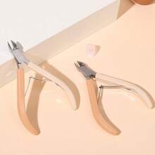 Set di strumenti per manicure alla moda, inclusi: tronchesino per cuticole in silicone, tagliunghie, tronchesino per unghie incarnite, spingicuticole - Cachi - Visualizzare 3