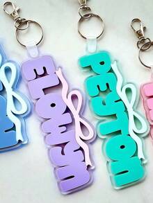 1pc Customized Backpack Tag With Cute Bow | Name Tag | School Label | Lunch Bag Tag | Women Backpack Label | Kids Keychain | Diaper Bag Tag