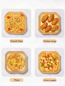 25/50/100/200pcs Air Fryer Paper Oven Grease Pad Paper Household Food Grease Bowl High Temperature Resistant Square Baking Silicone Paper - True Color - View 8