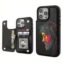 Funda tipo cartera con tapa para phone, de piel sintética, con soporte. Diseño elegante con ranura para tarjetas. Compatible con phone 16 Pro, 15, 14, 13, 12 Pro Plus y 15 Pro. - Colores mixtos 1 - Ver 1