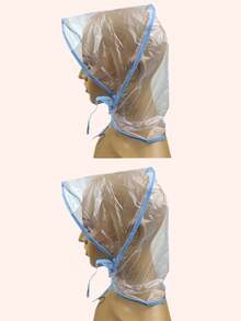 带遮阳帽的雨帽透明雨帽塑料雨围巾可重复使用女士防水雨帽 - 彩色 - 查看 8