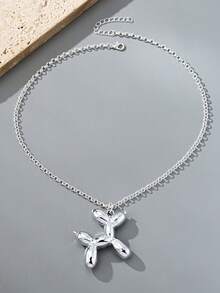 1pc Fashionable & Cute Bubble Dog Pendant Necklace, CCB Balloon Dog Pendant, Versatile Jewelry For Party, Holiday, Casual Wear, Sweater Chain - Balloon Dog Necklace - View 4