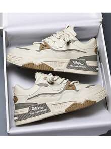 Plus Size Men's Fashionable Streetwear Low-Top Skate Shoes, Comfortable Non-Slip Lace-Up Casual Sneakers, Suitable For Outdoor Activities 2000s Style Valentine's Day Ideas