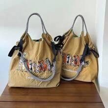 新款女士手提包，猫咪刺绣，大容量，可折叠购物袋，适合通勤、旅行、休闲、节日、派对、圣诞礼物，宽敞的手提包，通勤包，女士钱包 - 彩色 - 查看 6