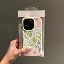 1pc TPU Material Cute Floral Pattern Full Screen Phone Case Compatible With Apple/ Phones - White - View 3