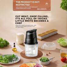 SOKANY06025 300W 大功率家用蒜蓉肉绞肉机，烹饪机。双速调节，0.7L 大容量玻璃碗，四叶旋风刀片，一键拆卸，方便清洗。适用于厨房蔬菜加工、食材准备、肉糜、蒜蓉、烘焙原料等。 - 日規A型插(100V) - 查看 2