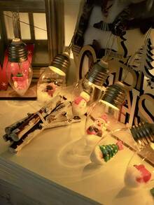 LED Christmas Light Bulb Wishing Lamp, Fairy Lights, Christmas Snow Globe String Lights, Decor Santa Claus/Snowman/Reindeer/Christmas Tree And Gift Box, Wishing Bottle Wedding Party Indoor Decoration - Battery Powered (Batteries Not Included), Suitable For Festivals, Bedroom, Yard, Wedding, Holiday, Camping, Home, Garden, Christmas, Party And Holiday Home Christmas Decor!Christmas Decoration XMAS Decor Christmas Tree Gift Decor Thanksgiving Wedding Home Decor Home Decor Fall Decor Autumn Decor Birthday Decorations For Gifts Party Supplies Indoor Outdoor Garden Holiday Festival Decor Halloween Decor Wall Decor Halloween Ornaments