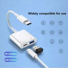 1 个 Type-C OTG 适配器，快速充电数据线适配器 USB-C 至 USB 3.0 充电分线器，带 Type-C 快速充电，支持充电和 OTG 适配器转换器，兼容 16 Pro Max/16 Pro/16/15 Pro Max/15 Pro/15 - 白色 - 查看 3