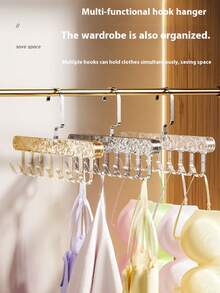 1pc Multi-Function Strap Hanger Organizer, Home & Dorm Hanging Hook Wavy Clothes Drying Rack For Bedroom, Closet Storage Solution, Portable Garment Display Stand, Space Saving Wardrobe Hanger Rack - Multicolor - View 9