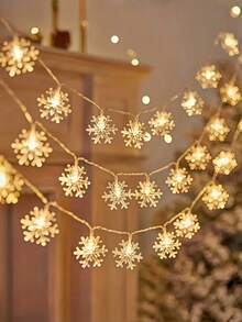 1pc Enchanting Christmas Snowflake String Lights, LED Snowflake Decorative String Lights, Battery Powered, Fairytale Lighting, Plastic Art Decor Indoor Lighting, Battery Powered With Switch Control, Non-Wireless, Suitable For Christmas Decoration In Living Room, Bedroom, Staircase, Handrail, Christmas Tree, Bedroom, Party, Wedding, Christmas Party Romantic Atmosphere Decorative Lights [Batteries Not Included]Christmas Decoration XMAS Decor Christmas Tree Gift Decor Thanksgiving Wedding Home Decor Home Decor Fall Decor Autumn Decor Birthday Decorations For Gifts Party Supplies Indoor Outdoor Garden Holiday Festival Decor Halloween Decor Wall Decor Halloween Ornaments